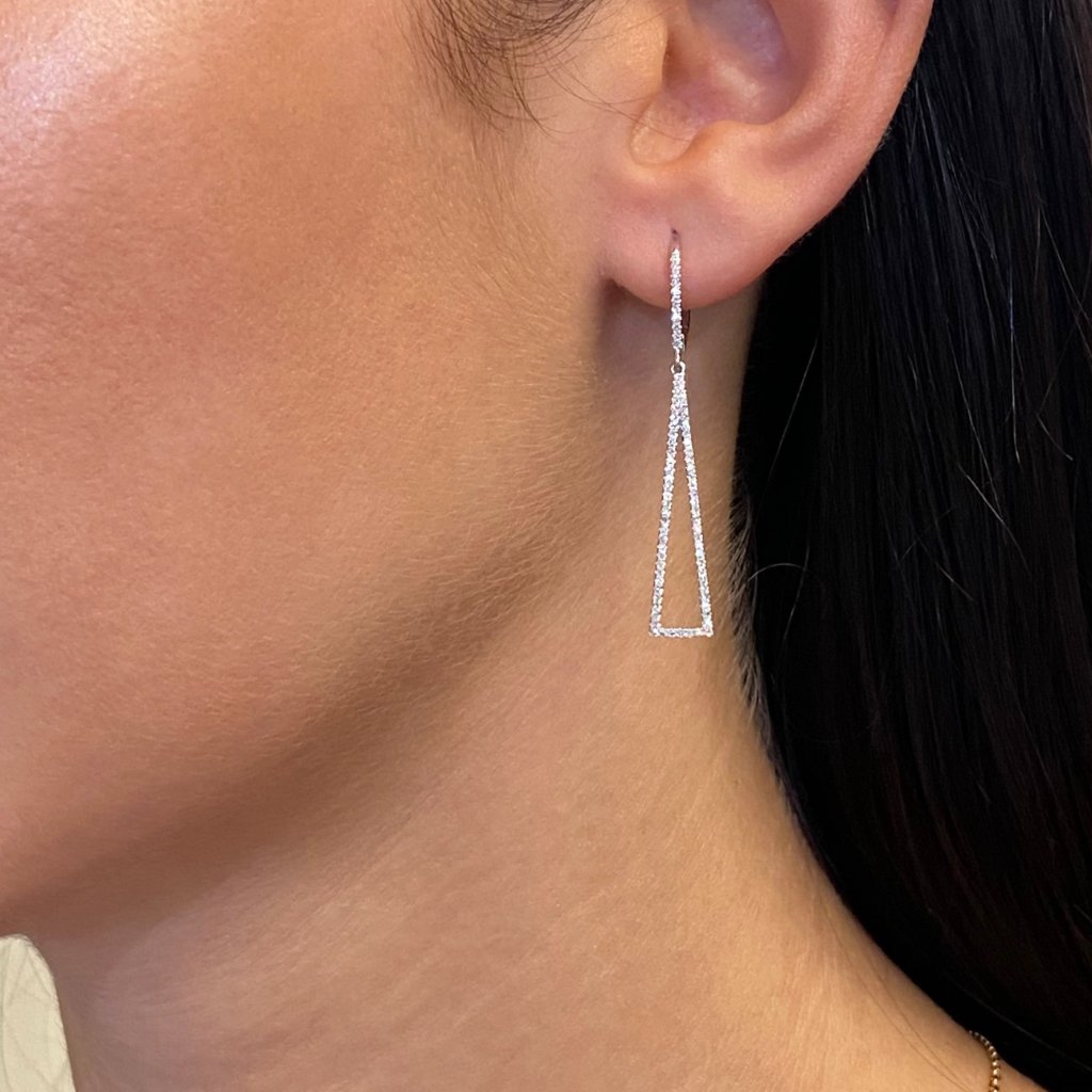 Rachel Koen Diamond Drop Earrings 18k White Gold 0.38cttw